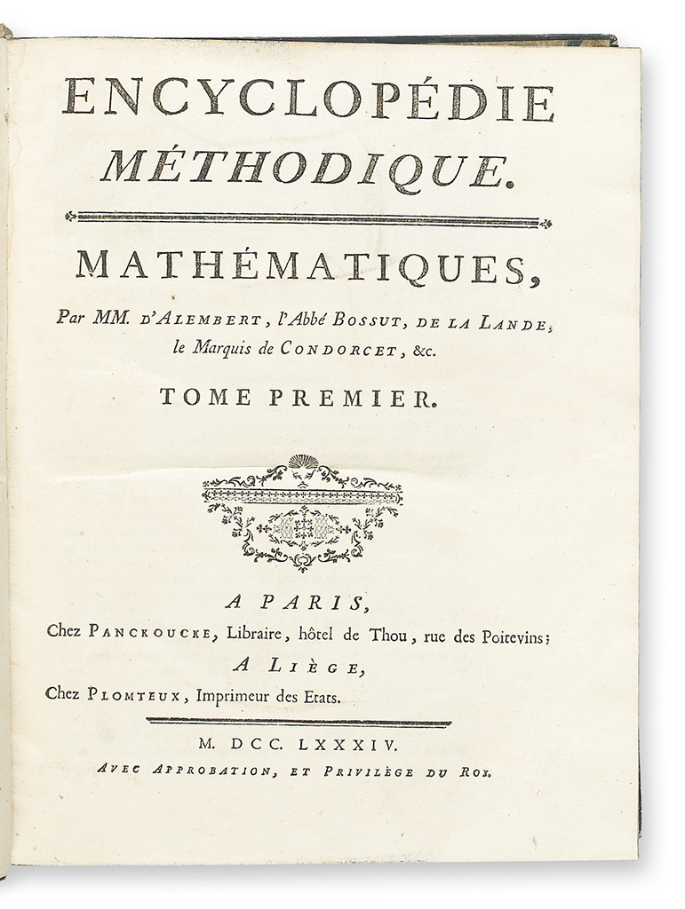 Encyclopedie Methodique Alembert Jean Le Rond D Et Al Ma