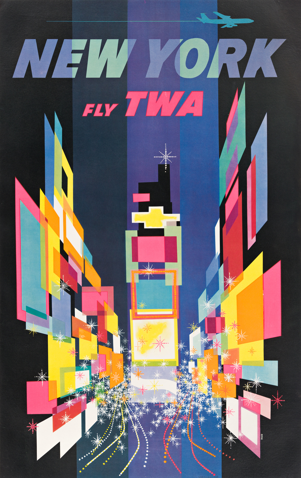 Fly TWA New YorkDavid Klein1960 New York City Travel Poster Print