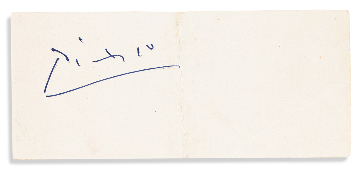 PICASSO PABLO Signature on a small card Picasso