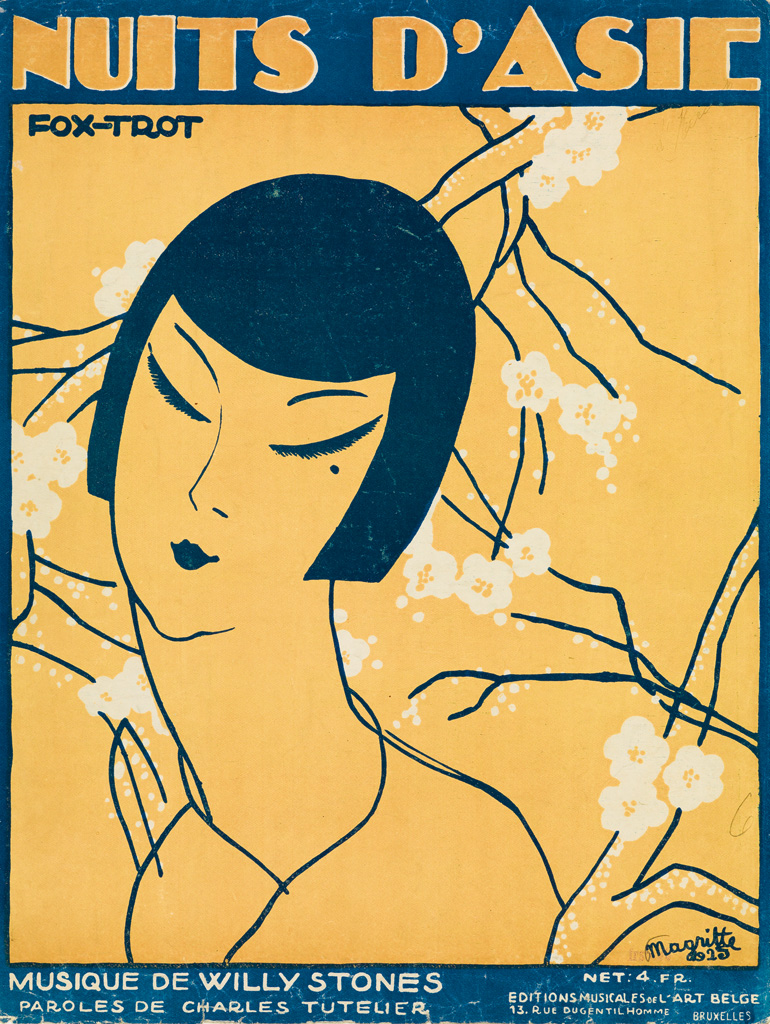 René Magritte, Nuits D'Adie/Fox - Trot. Sheet music cover, 1925, Éditions Musicales de l'Art Belge, Brussels, Belgium.