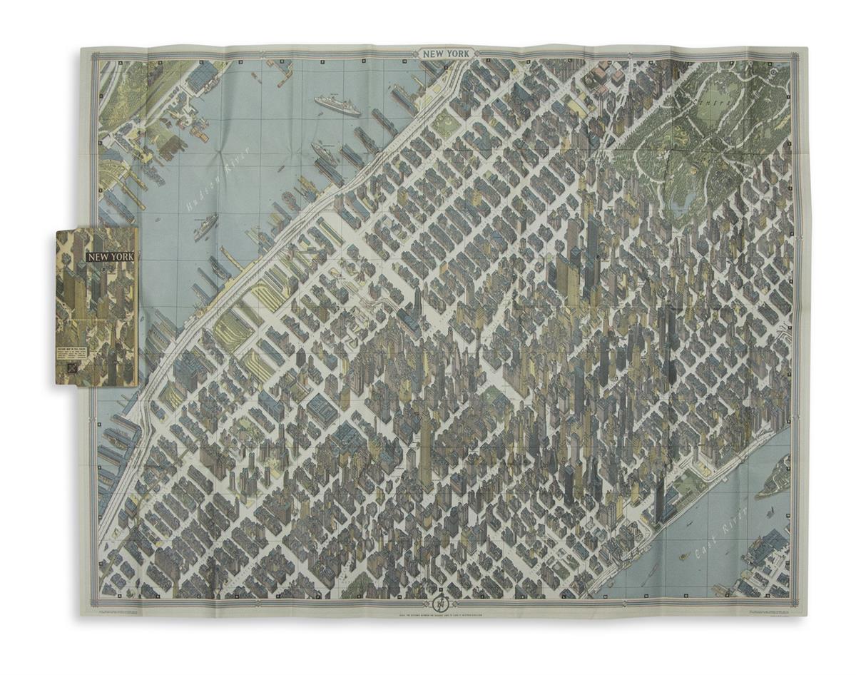 PICTORIAL MAP NEW YORK Bollmann Hermann New York