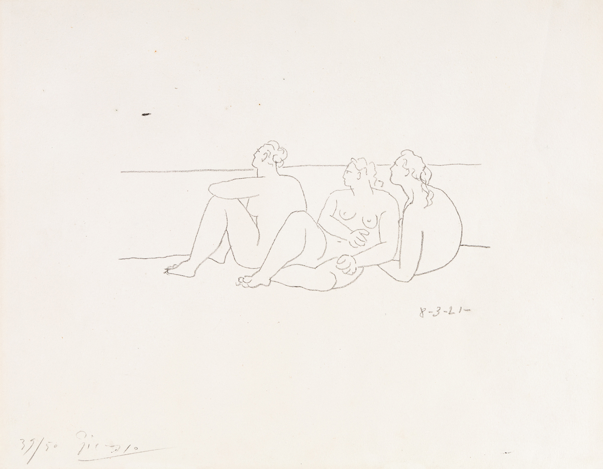 PABLO PICASSO Sur la Plage II (Trois nus)