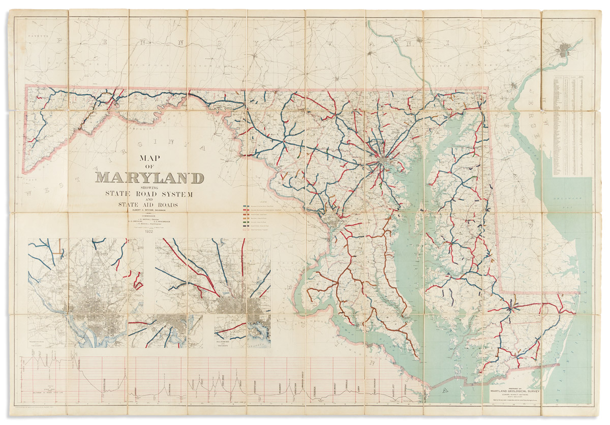 Map of Maryland Showing State Road System and State Aid Roads.