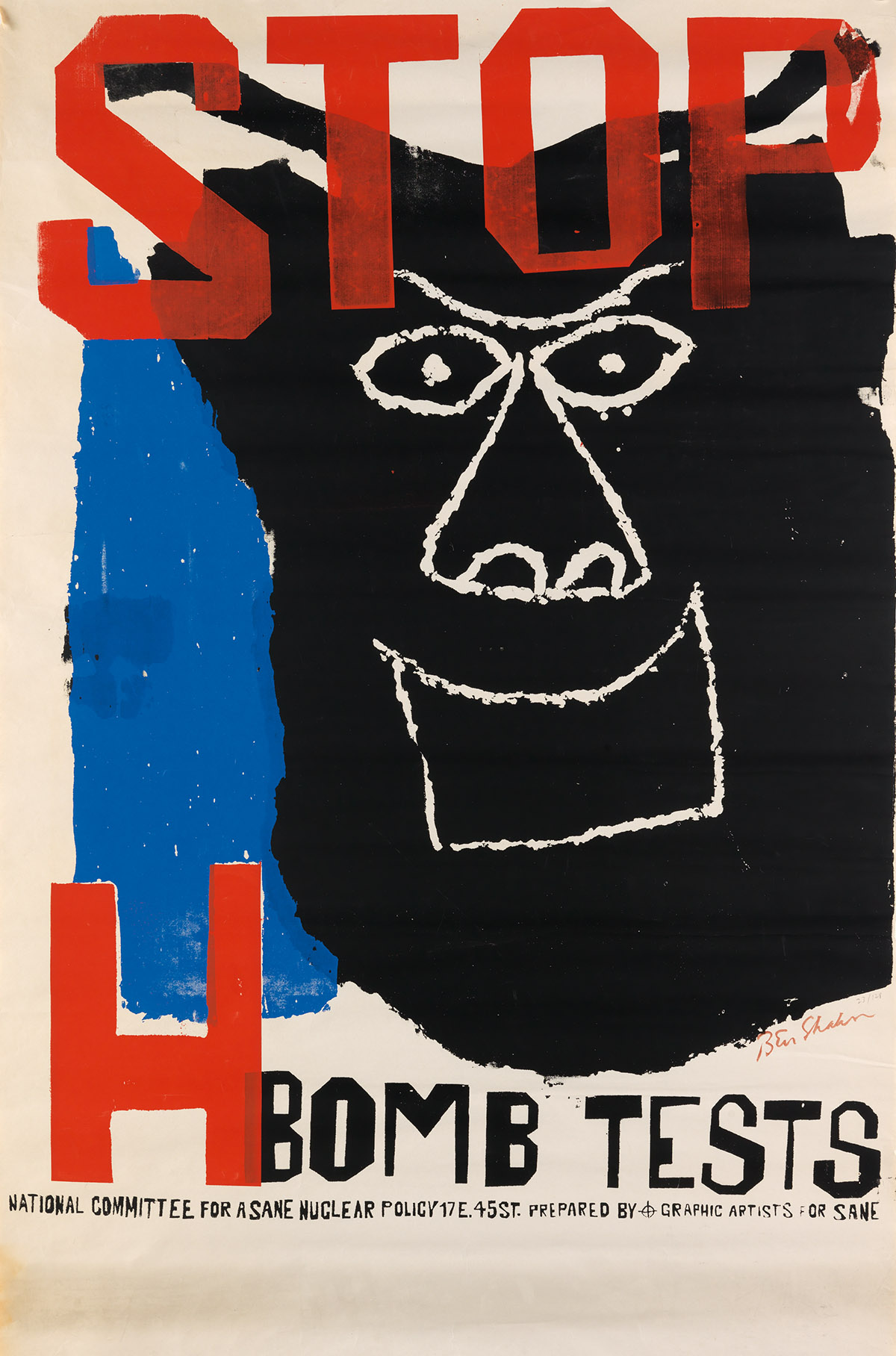 BEN SHAHN (1898 1969) STOP H BOMB TESTS 1960 46x29 inches 11