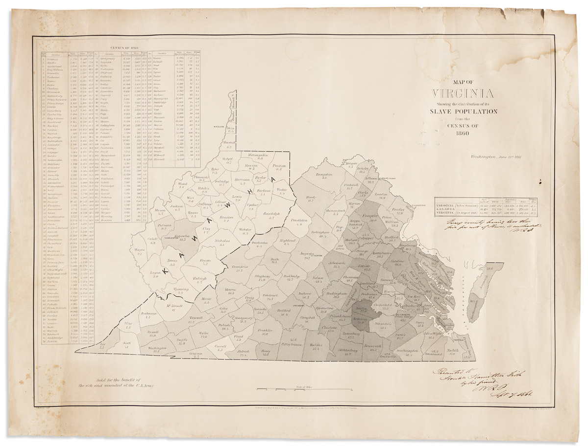 Map of Virginia, Showing the Distribution of its Slave Population