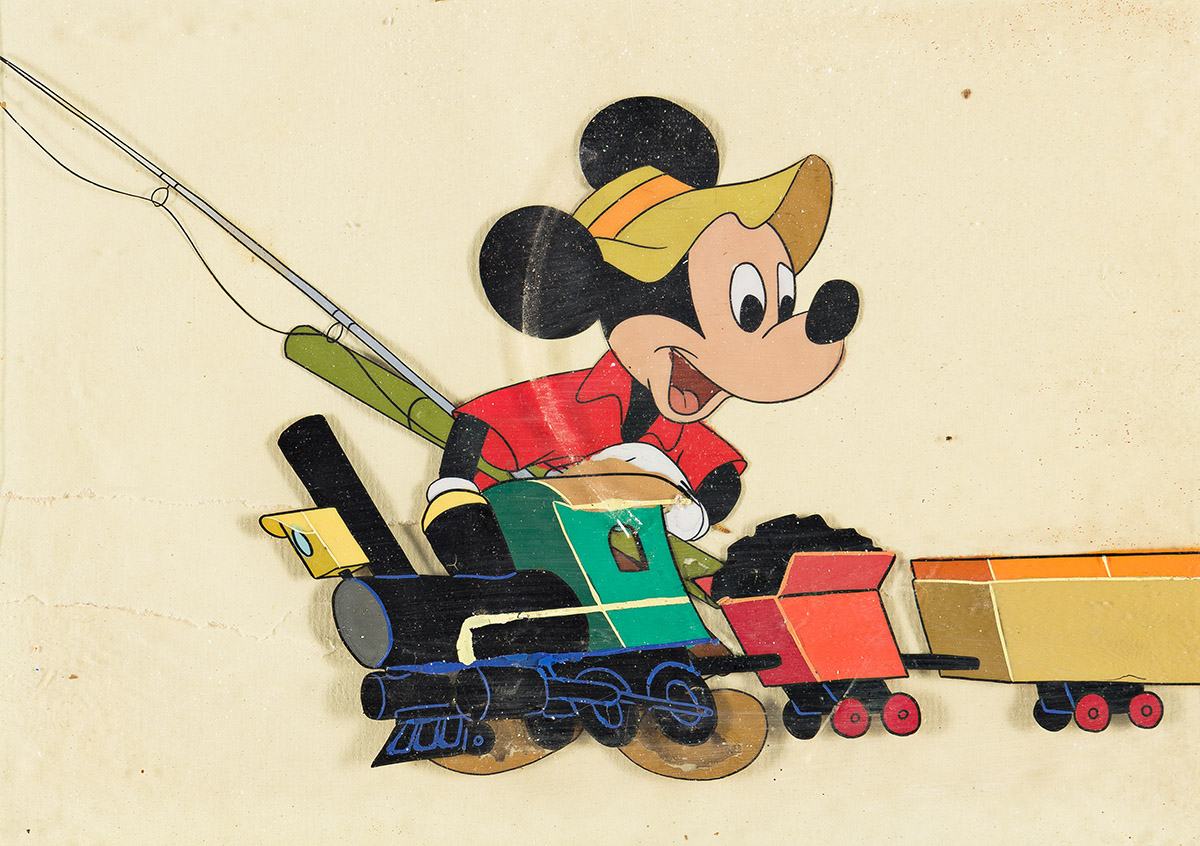 WALT DISNEY PRODUCTIONS Mickey Mouse with a freight train