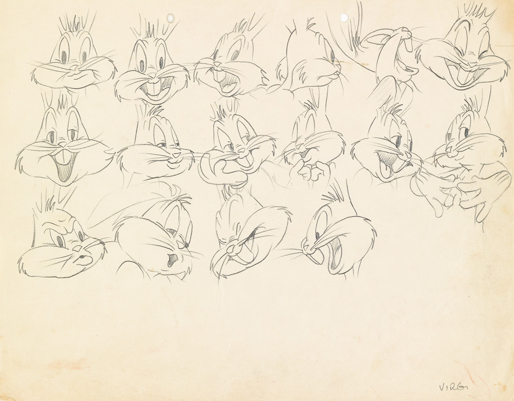 Original Warner Brothers Virgil Ross Model Sheet Animation Drawing