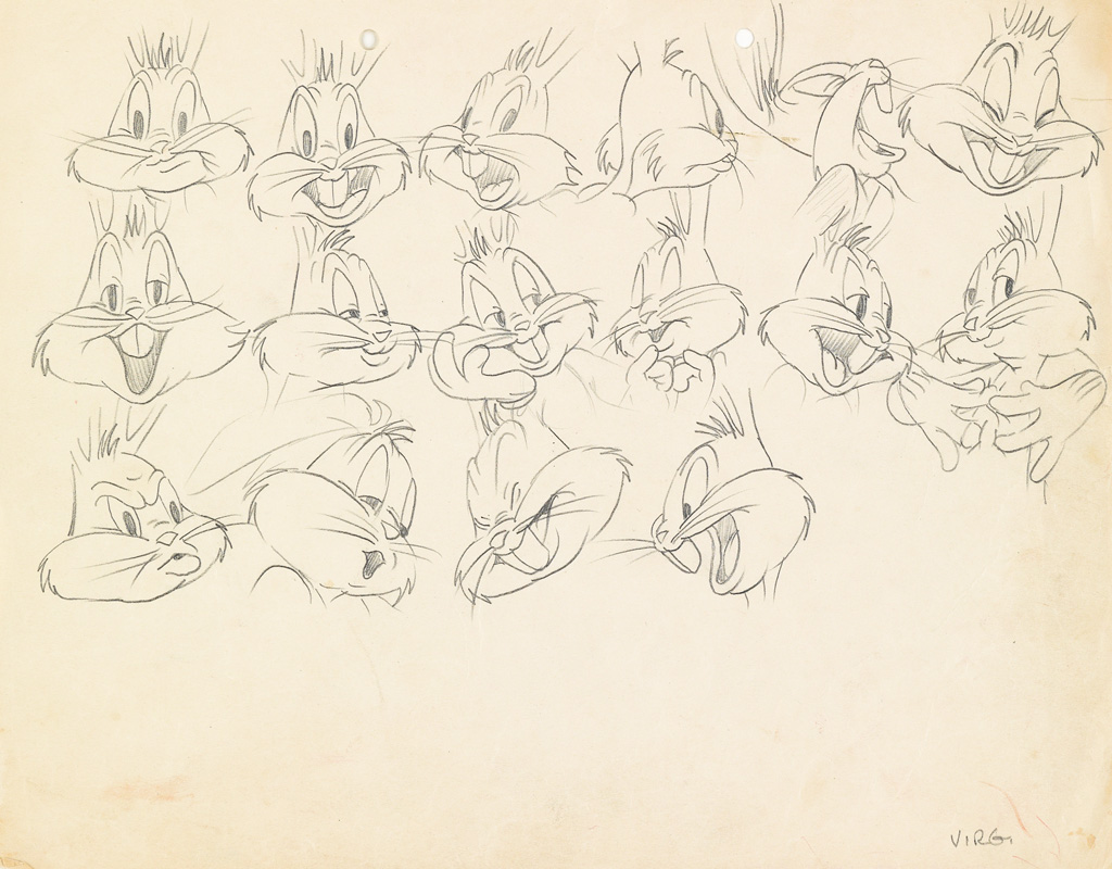 Original Warner Brothers Virgil Ross Model Sheet Animation Drawing fea –