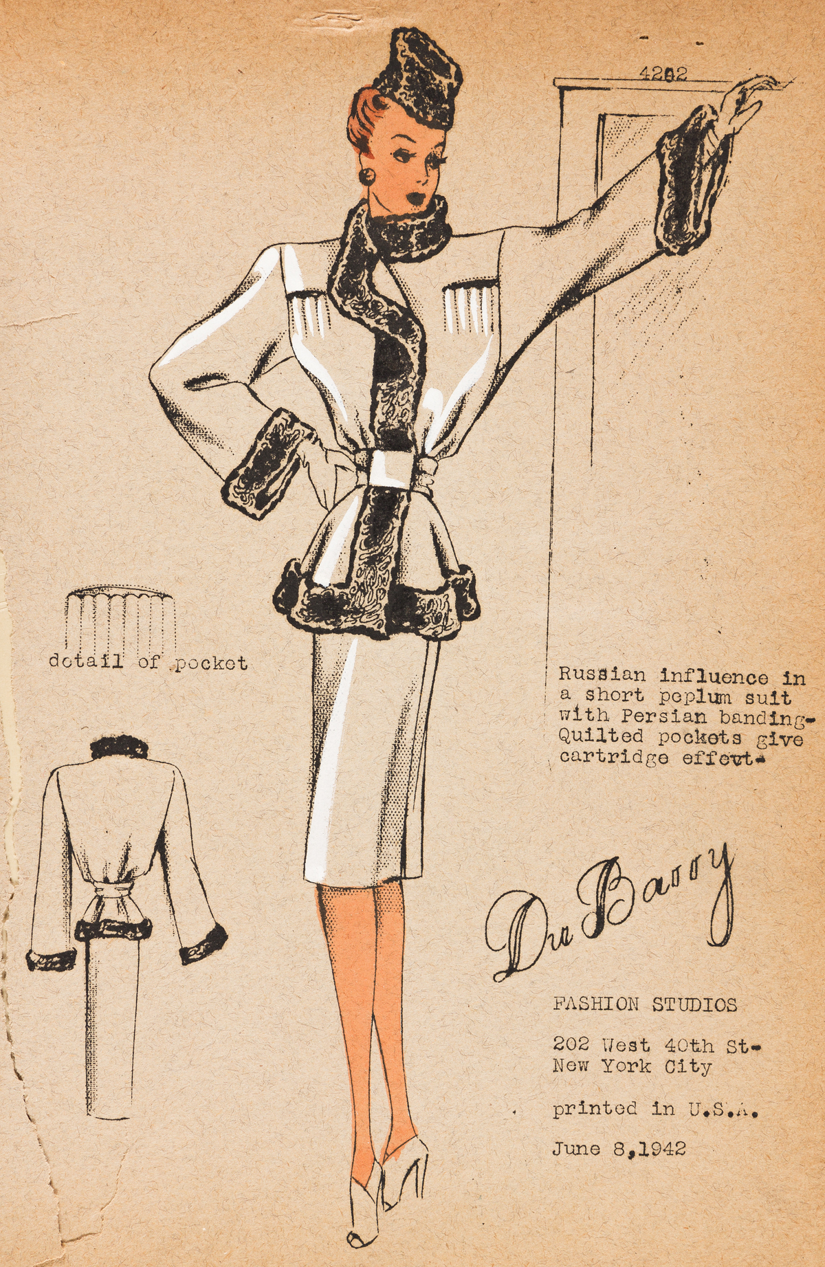 DU BARRY FASHION STUDIOS active 1940s to 1960s Ladies Fash