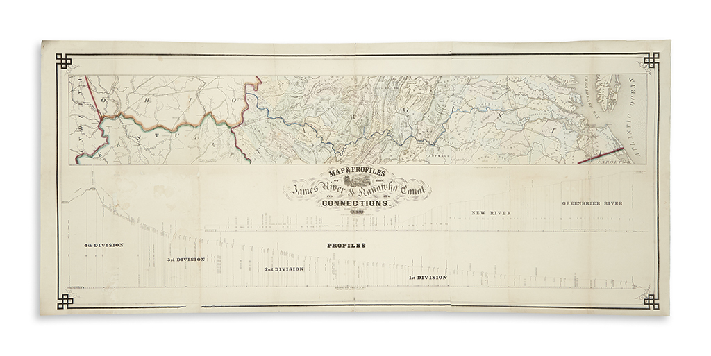 Details about   Map of the division of the James River & Kanawha Canal Virginia c1863 36x13 