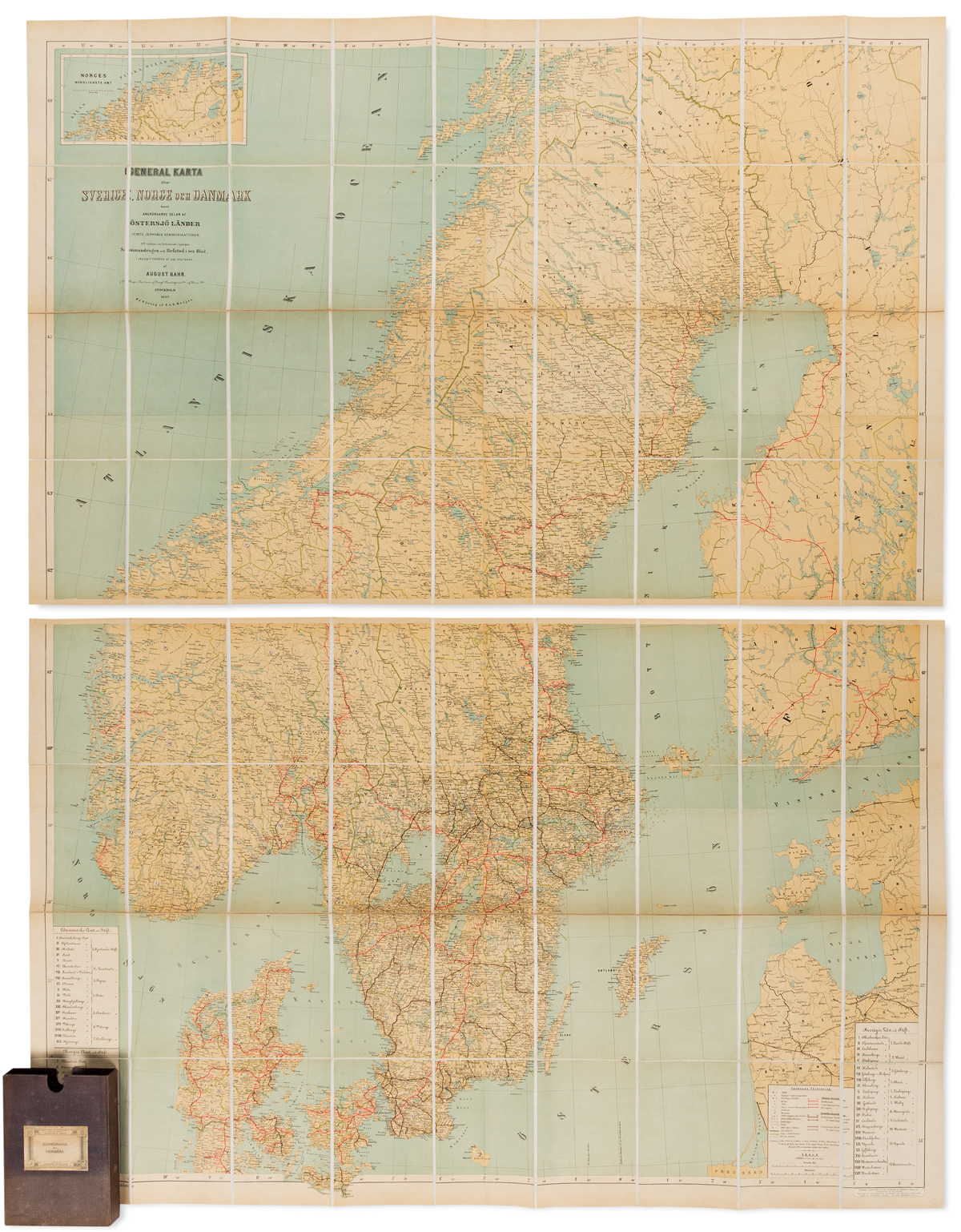 Scandinavia August Hahr General Karta Ofver Sverige Norge