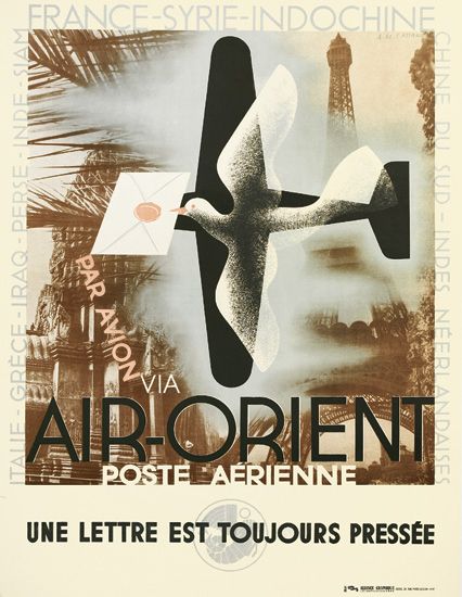 ADOLPHE MOURON CASSANDRE (1901 1968) AIR ORIENT 1932 31x23