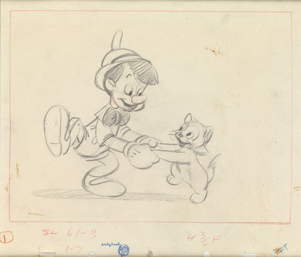 Walt Disney  A COLLECTION OF GRAPHITE DRAWINGS ON ANIMATION PAPER