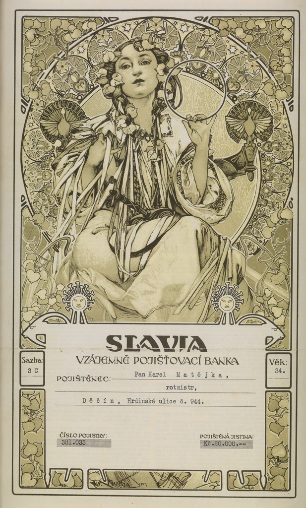 ALPHONSE MUCHA (1860 1939) SLAVIA [BANK INSURANCE CERTIFICA