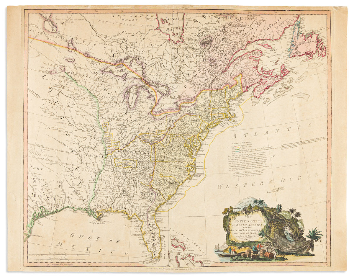 The United States of North America: With the British Territories and Those of Spain, According to the Treaty of 1784