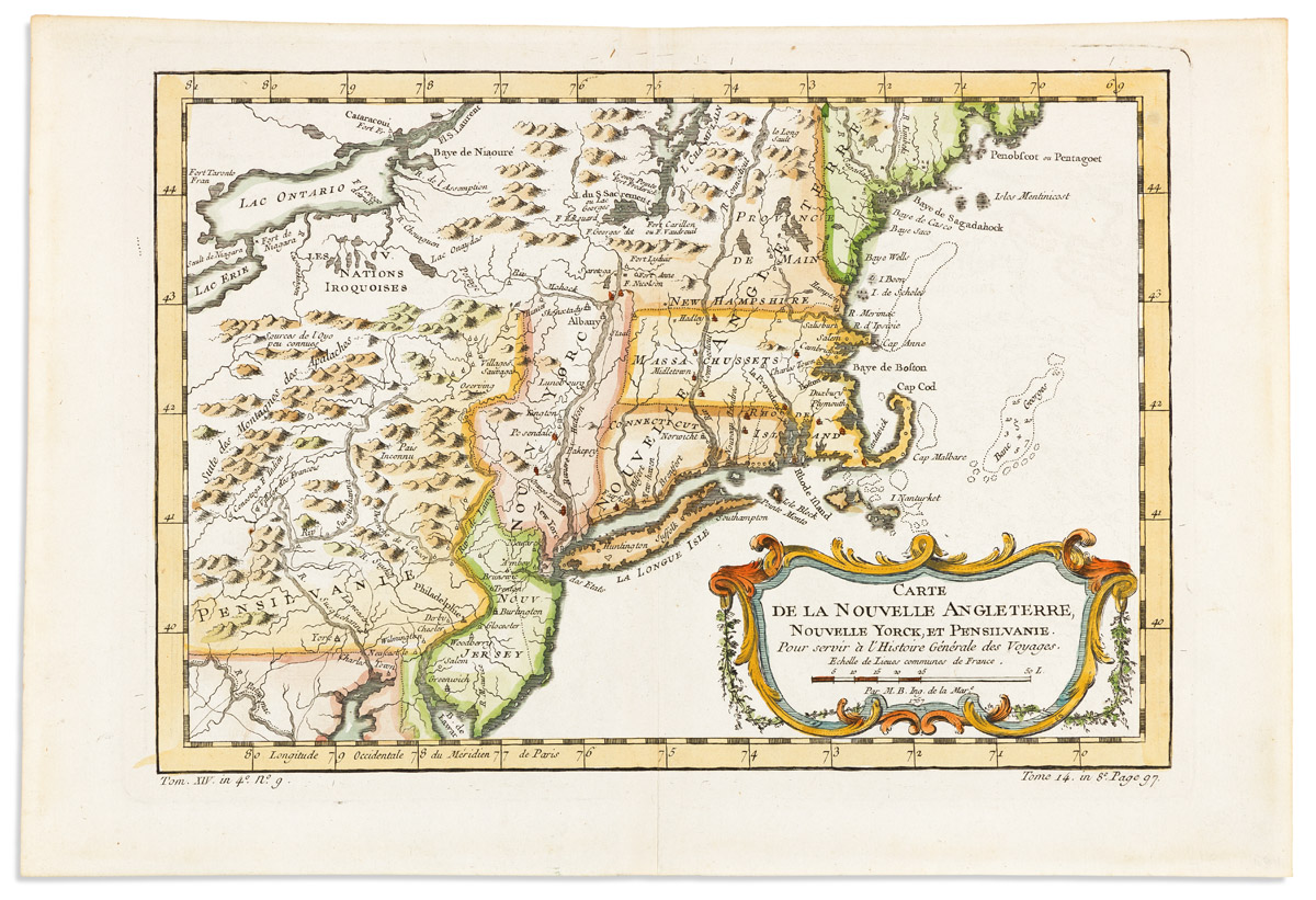 Carte de la Nouvelle Angleterre, Nouvelle Yorck, et Pensilvanie.