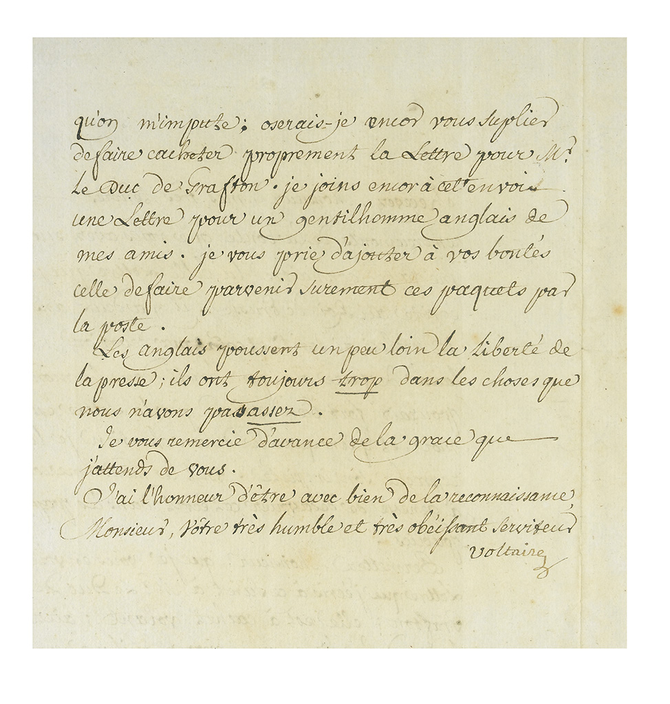 VOLTAIRE, Francois-Marie Arouet - signed manuscript to his critical work  'Le Siècle de Louis XIV' (a satire of Louis XIV's Stock Photo - Alamy
