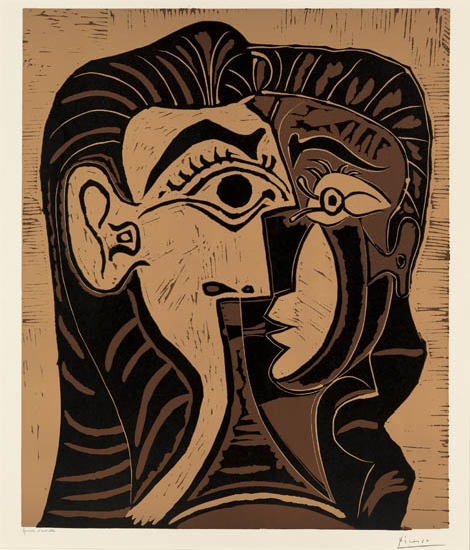 PABLO PICASSO Tête de Femme (Portrait de Jacqueline de Face II).